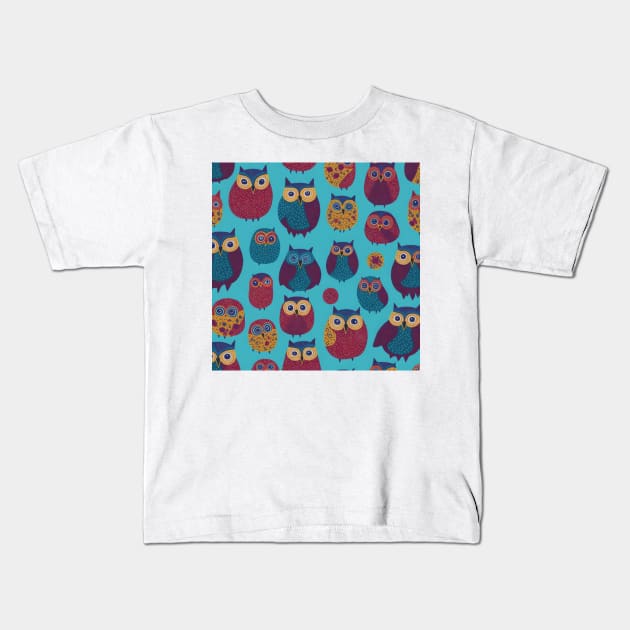 Hooting Owls Print Kids T-Shirt by SkipTon Designs